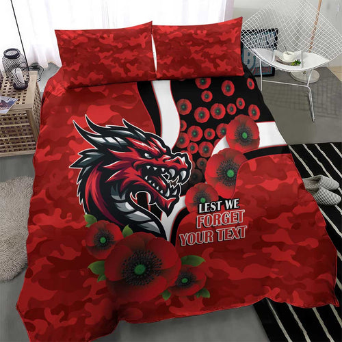 St George Illawarra Dragons ANZAC Personalised Bedding Set Lest We Forget Poppy Camo