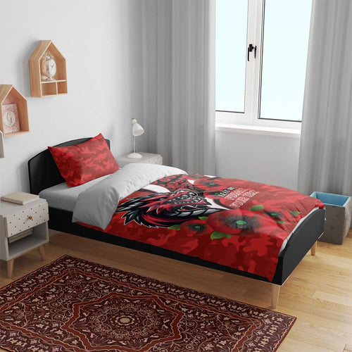 St George Illawarra Dragons ANZAC Personalised Bedding Set Lest We Forget Poppy Camo