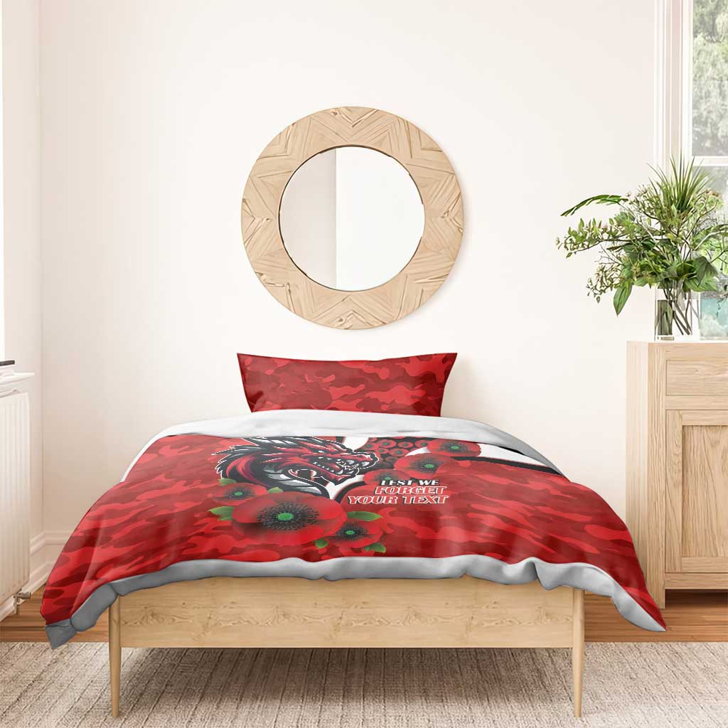 St George Illawarra Dragons ANZAC Personalised Bedding Set Lest We Forget Poppy Camo