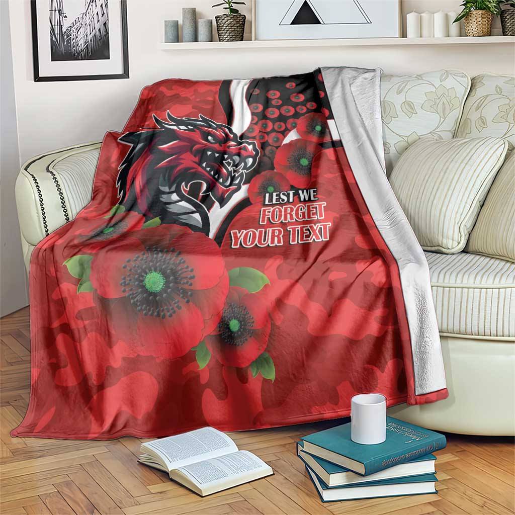 St George Illawarra Dragons ANZAC Personalised Blanket Lest We Forget Poppy Camo
