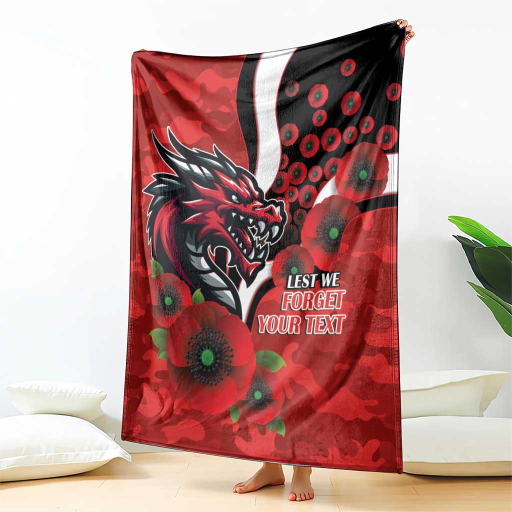 St George Illawarra Dragons ANZAC Personalised Blanket Lest We Forget Poppy Camo