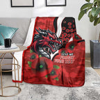 St George Illawarra Dragons ANZAC Personalised Blanket Lest We Forget Poppy Camo