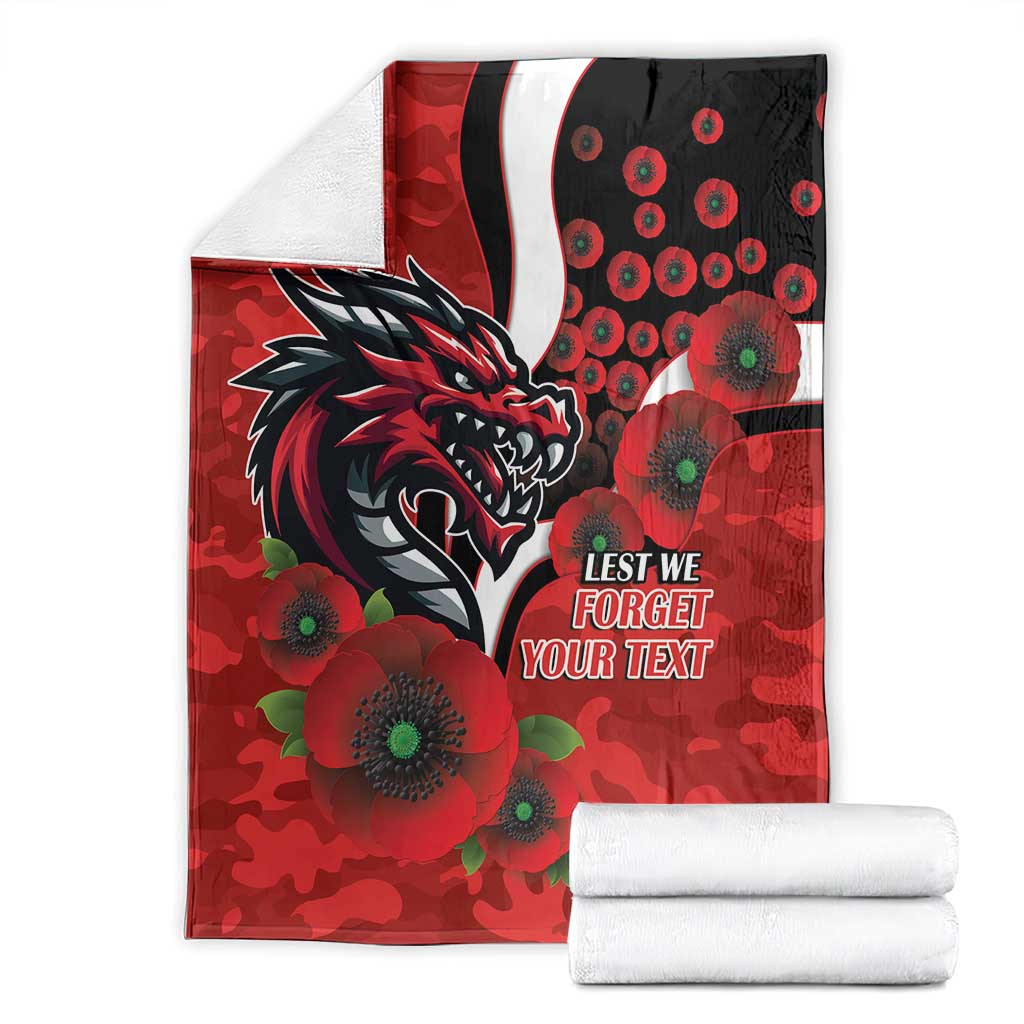 St George Illawarra Dragons ANZAC Personalised Blanket Lest We Forget Poppy Camo