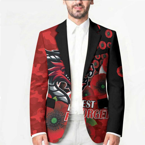 St George Illawarra Dragons ANZAC Personalised Blazer Lest We Forget Poppy Camo