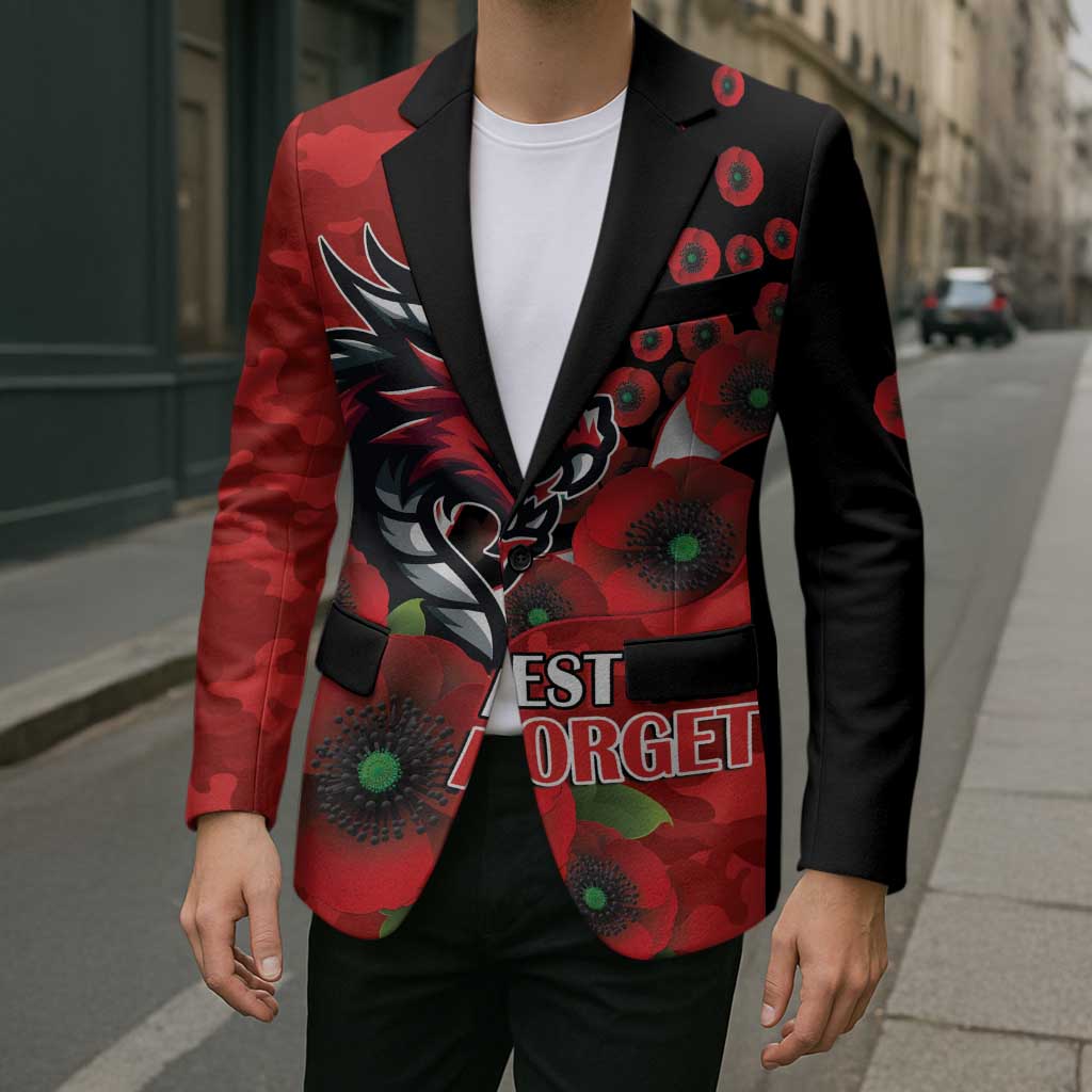 St George Illawarra Dragons ANZAC Personalised Blazer Lest We Forget Poppy Camo