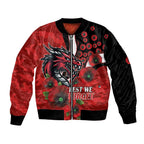 St George Illawarra Dragons ANZAC Personalised Bomber Jacket Lest We Forget Poppy Camo