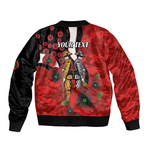 St George Illawarra Dragons ANZAC Personalised Bomber Jacket Lest We Forget Poppy Camo