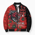St George Illawarra Dragons ANZAC Personalised Bomber Puffer Jacket Lest We Forget Poppy Camo