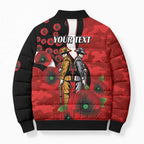 St George Illawarra Dragons ANZAC Personalised Bomber Puffer Jacket Lest We Forget Poppy Camo