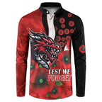 St George Illawarra Dragons ANZAC Personalised Button Sweatshirt Lest We Forget Poppy Camo