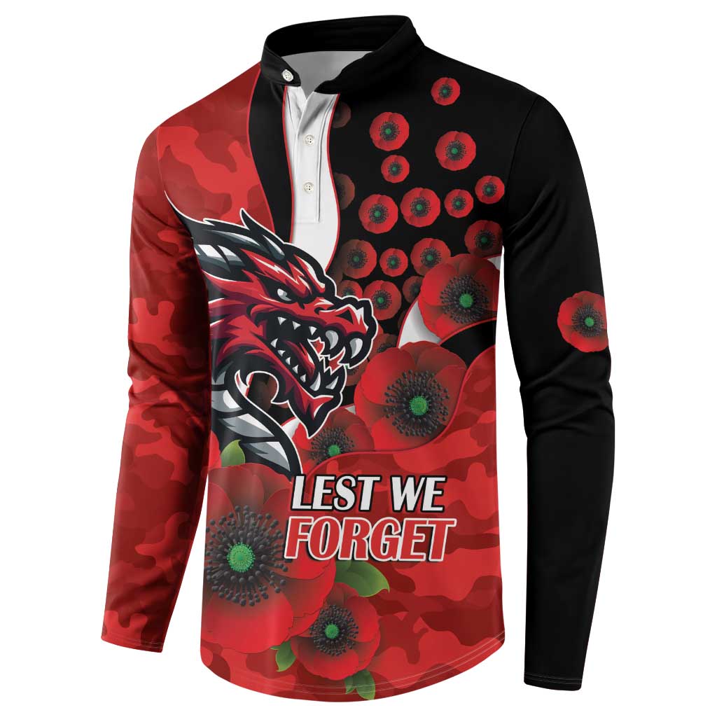 St George Illawarra Dragons ANZAC Personalised Button Sweatshirt Lest We Forget Poppy Camo