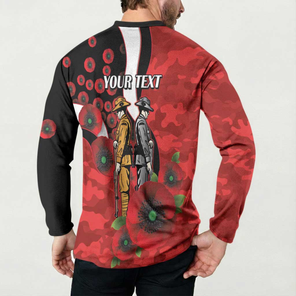 St George Illawarra Dragons ANZAC Personalised Button Sweatshirt Lest We Forget Poppy Camo