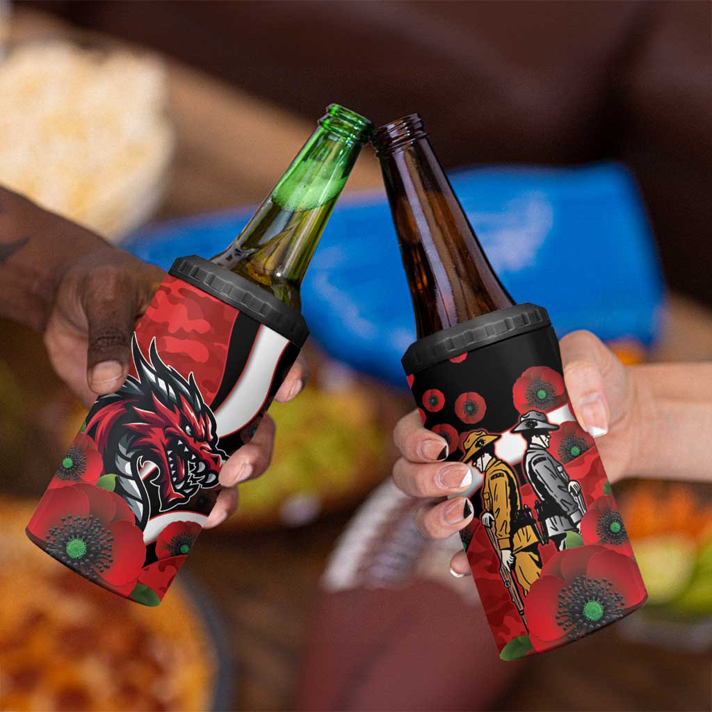 St George Illawarra Dragons ANZAC Personalised 4 in 1 Can Cooler Tumbler Lest We Forget Poppy Camo