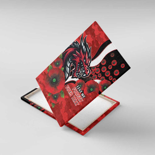 St George Illawarra Dragons ANZAC Personalised Canvas Wall Art Lest We Forget Poppy Camo