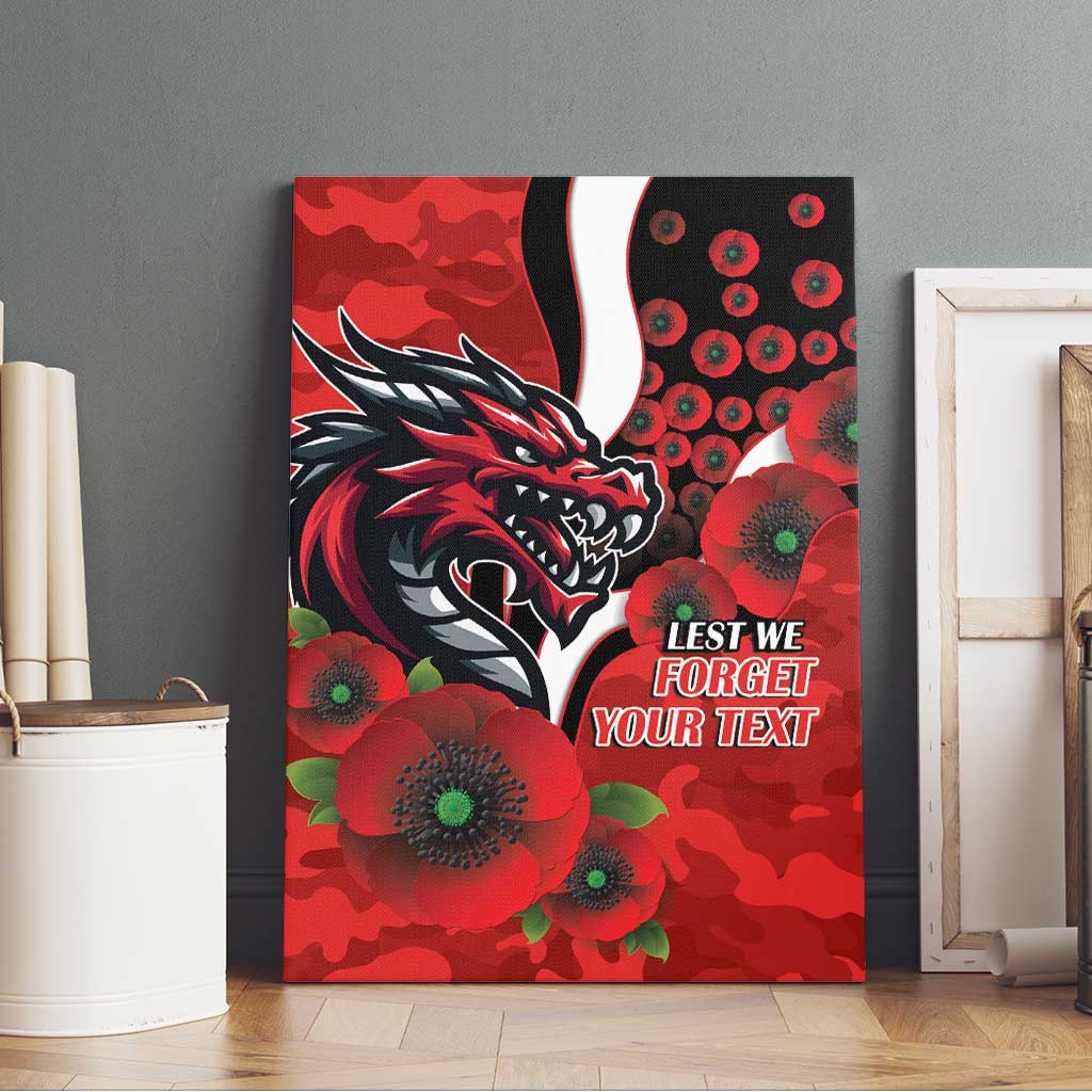 St George Illawarra Dragons ANZAC Personalised Canvas Wall Art Lest We Forget Poppy Camo