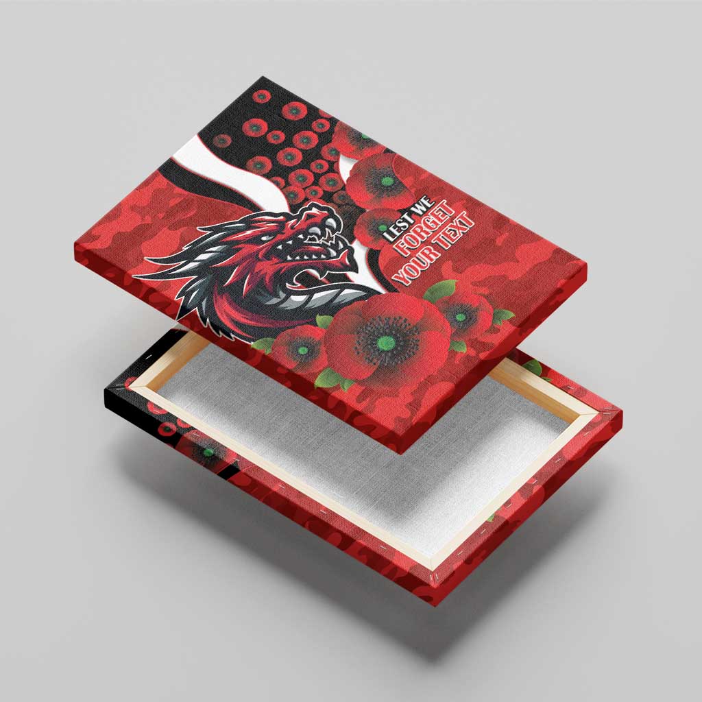 St George Illawarra Dragons ANZAC Personalised Canvas Wall Art Lest We Forget Poppy Camo