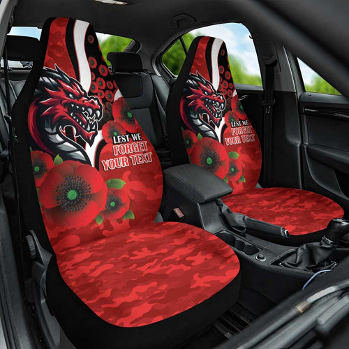 St George Illawarra Dragons ANZAC Personalised Car Seat Cover Lest We Forget Poppy Camo