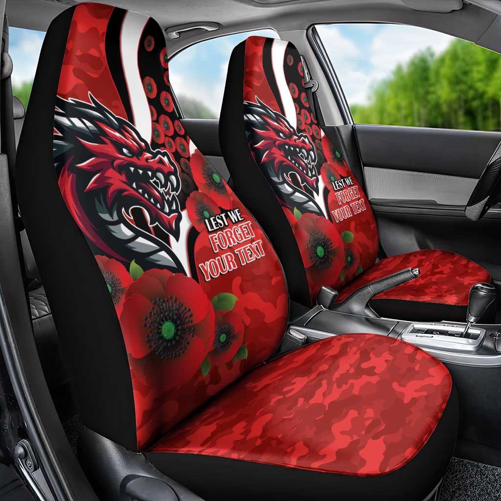 St George Illawarra Dragons ANZAC Personalised Car Seat Cover Lest We Forget Poppy Camo