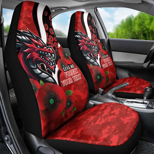 St George Illawarra Dragons ANZAC Personalised Car Seat Cover Lest We Forget Poppy Camo