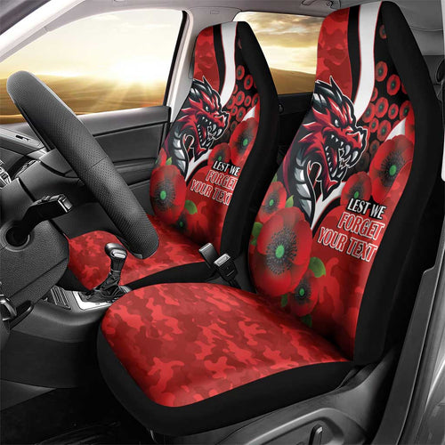 St George Illawarra Dragons ANZAC Personalised Car Seat Cover Lest We Forget Poppy Camo