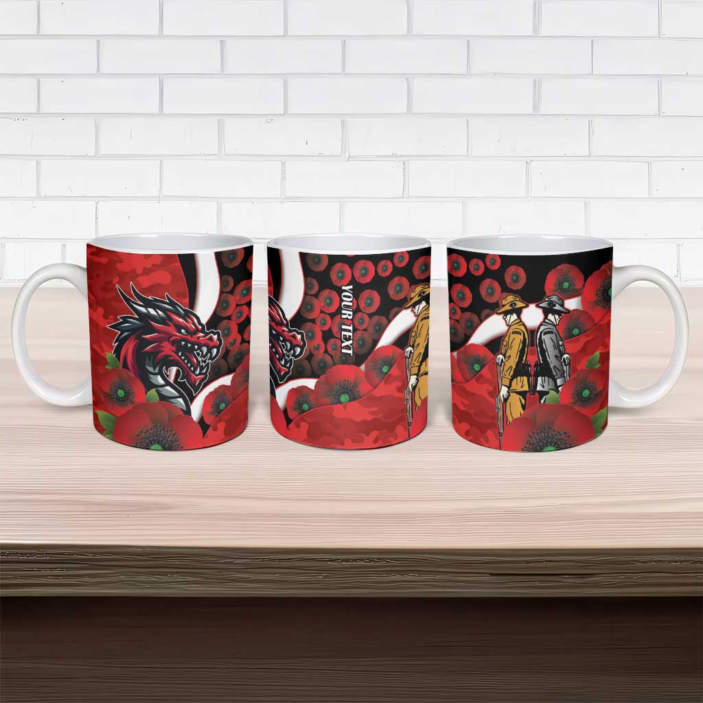 St George Illawarra Dragons ANZAC Personalised Ceramic Mug Lest We Forget Poppy Camo