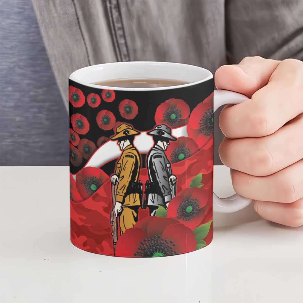 St George Illawarra Dragons ANZAC Personalised Ceramic Mug Lest We Forget Poppy Camo