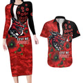 St George Illawarra Dragons ANZAC Personalised Couples Matching Long Sleeve Bodycon Dress and Hawaiian Shirt Lest We Forget Poppy Camo