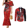 St George Illawarra Dragons ANZAC Personalised Couples Matching Mermaid Dress and Long Sleeve Button Shirt Lest We Forget Poppy Camo