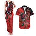 St George Illawarra Dragons ANZAC Personalised Couples Matching Tank Maxi Dress and Hawaiian Shirt Lest We Forget Poppy Camo