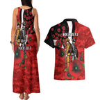 St George Illawarra Dragons ANZAC Personalised Couples Matching Tank Maxi Dress and Hawaiian Shirt Lest We Forget Poppy Camo