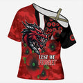 St George Illawarra Dragons ANZAC Personalised Cross Shoulder Shirt Lest We Forget Poppy Camo