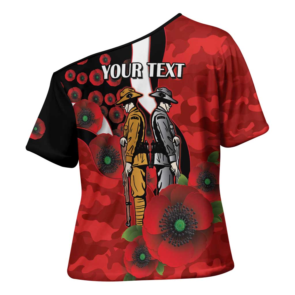 St George Illawarra Dragons ANZAC Personalised Cross Shoulder Shirt Lest We Forget Poppy Camo