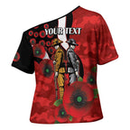 St George Illawarra Dragons ANZAC Personalised Cross Shoulder Shirt Lest We Forget Poppy Camo