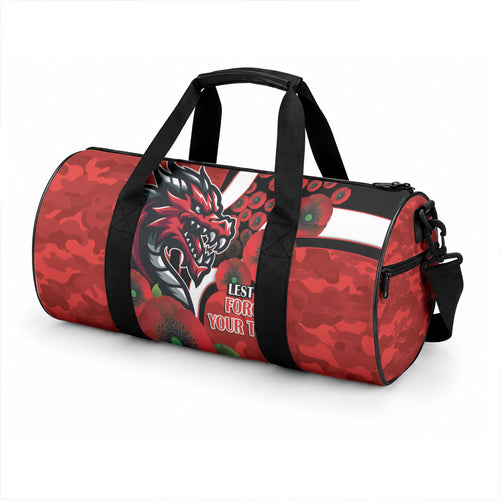St George Illawarra Dragons ANZAC Personalised Duffle Bag Lest We Forget Poppy Camo