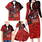 St George Illawarra Dragons ANZAC Personalised Family Matching Long Sleeve Bodycon Dress and Hawaiian Shirt Lest We Forget Poppy Camo