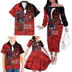St George Illawarra Dragons ANZAC Personalised Family Matching Off The Shoulder Long Sleeve Dress and Hawaiian Shirt Lest We Forget Poppy Camo
