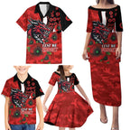 St George Illawarra Dragons ANZAC Personalised Family Matching Puletasi and Hawaiian Shirt Lest We Forget Poppy Camo