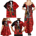 St George Illawarra Dragons ANZAC Personalised Family Matching Summer Maxi Dress and Hawaiian Shirt Lest We Forget Poppy Camo