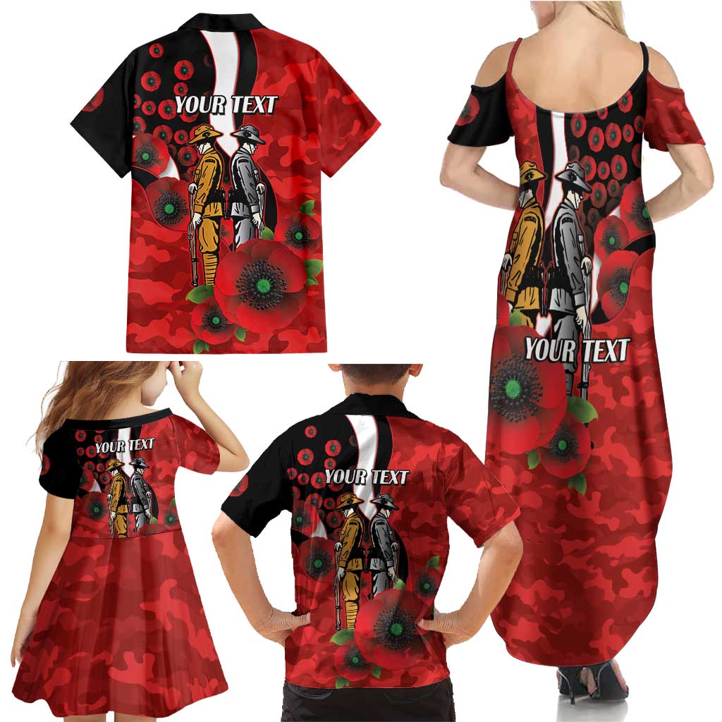 St George Illawarra Dragons ANZAC Personalised Family Matching Summer Maxi Dress and Hawaiian Shirt Lest We Forget Poppy Camo