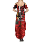 St George Illawarra Dragons ANZAC Personalised Family Matching Summer Maxi Dress and Hawaiian Shirt Lest We Forget Poppy Camo