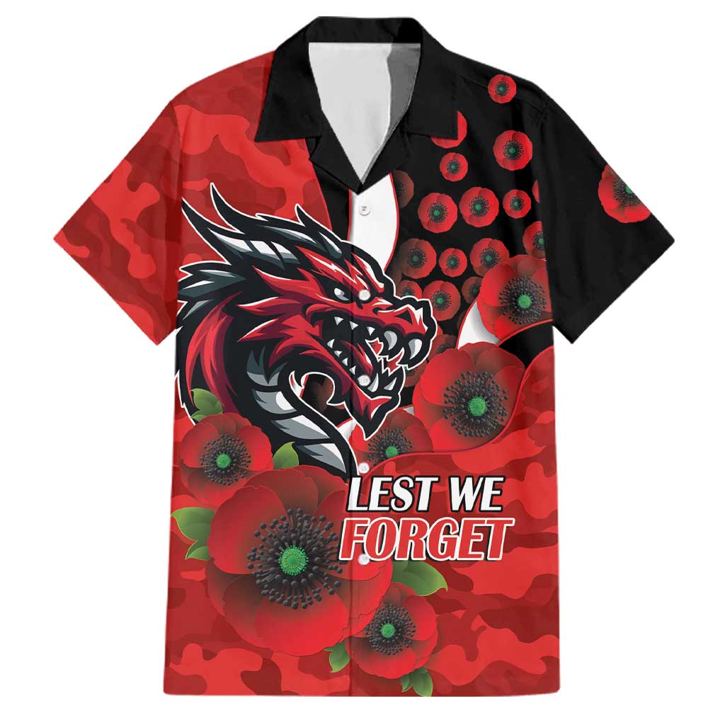 St George Illawarra Dragons ANZAC Personalised Family Matching Tank Maxi Dress and Hawaiian Shirt Lest We Forget Poppy Camo
