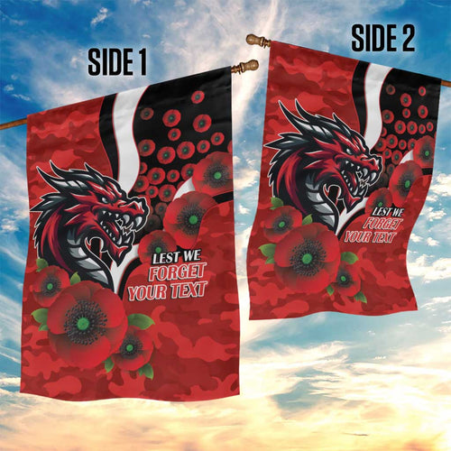St George Illawarra Dragons ANZAC Personalised Garden Flag Lest We Forget Poppy Camo