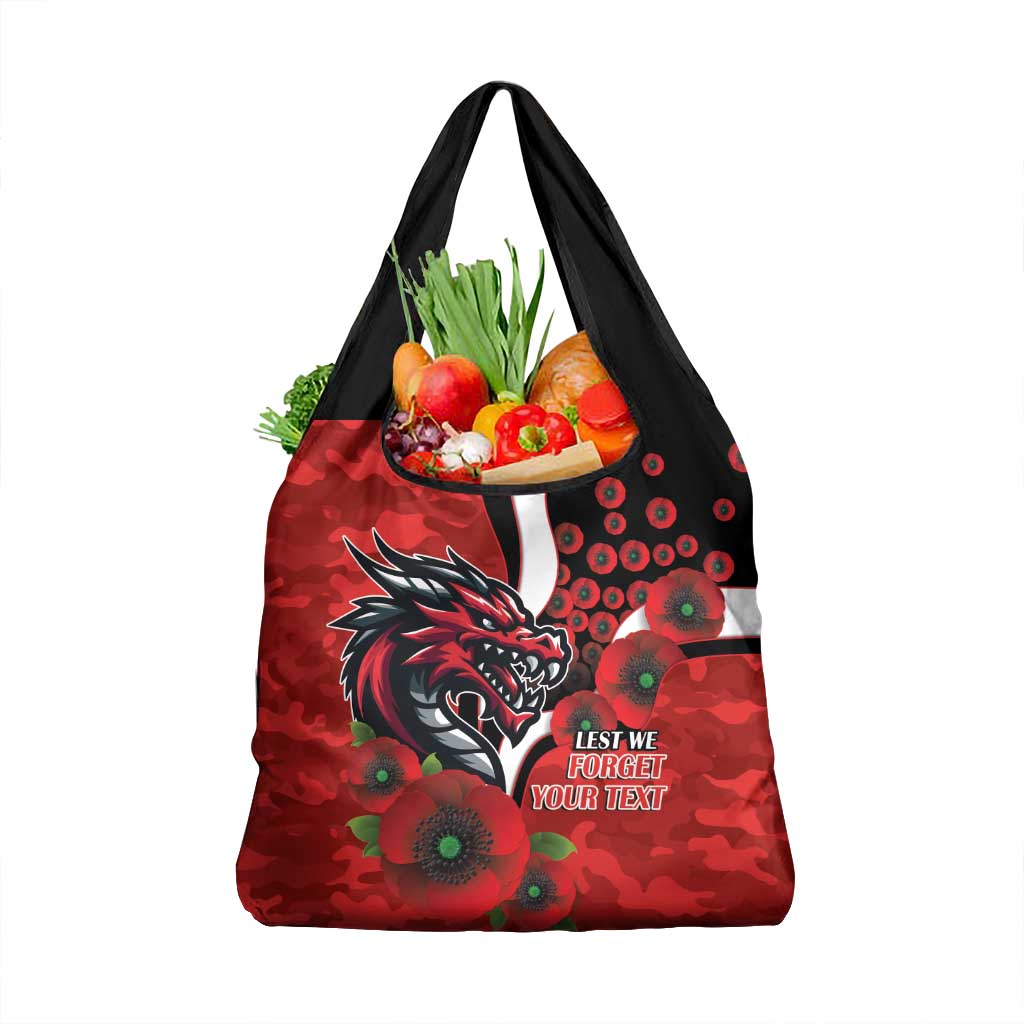 St George Illawarra Dragons ANZAC Personalised Grocery Bag Lest We Forget Poppy Camo