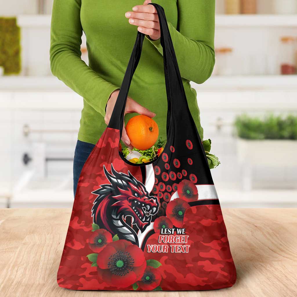 St George Illawarra Dragons ANZAC Personalised Grocery Bag Lest We Forget Poppy Camo