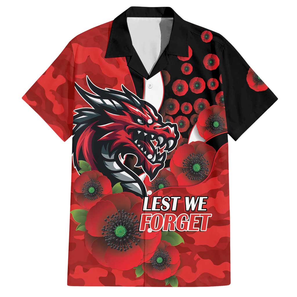 St George Illawarra Dragons ANZAC Personalised Hawaiian Shirt Lest We Forget Poppy Camo