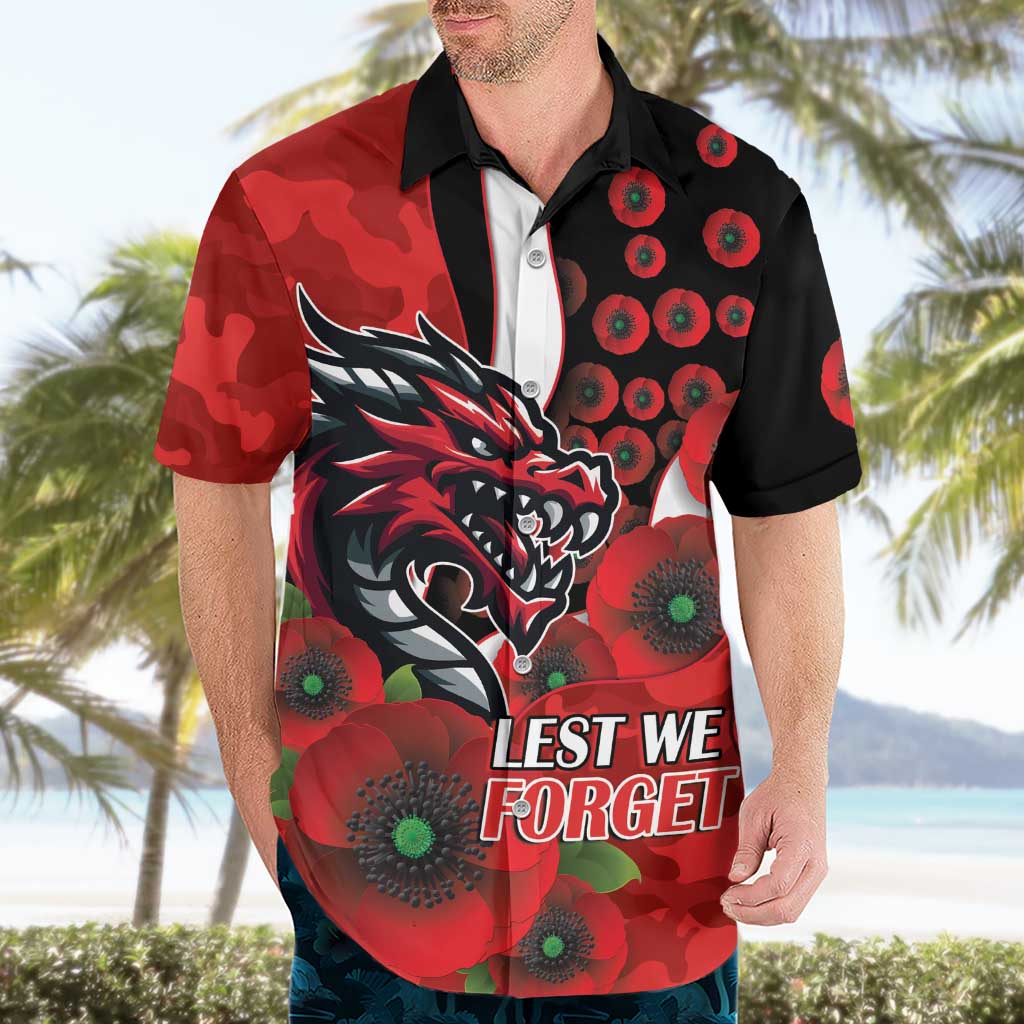 St George Illawarra Dragons ANZAC Personalised Hawaiian Shirt Lest We Forget Poppy Camo