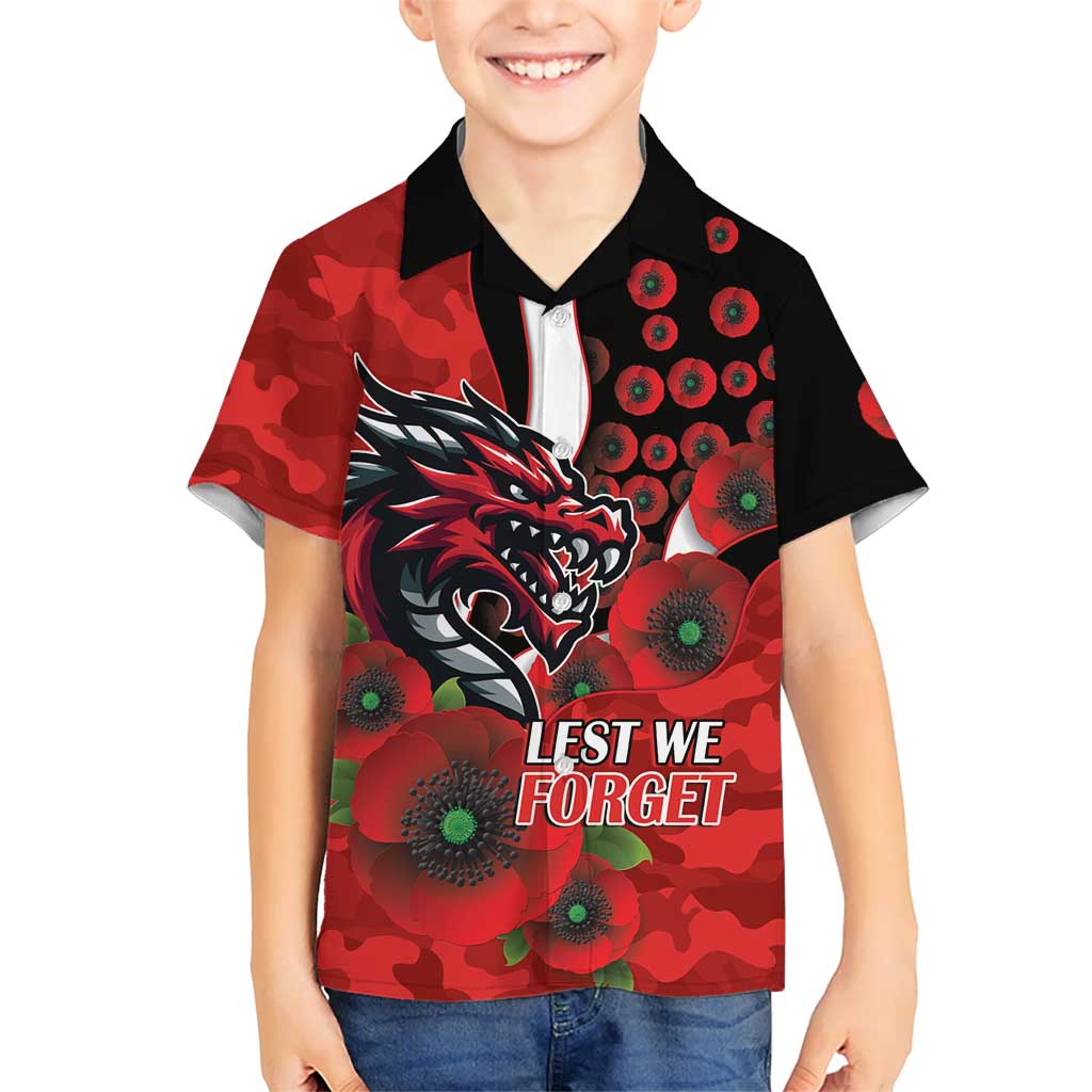 St George Illawarra Dragons ANZAC Personalised Hawaiian Shirt Lest We Forget Poppy Camo