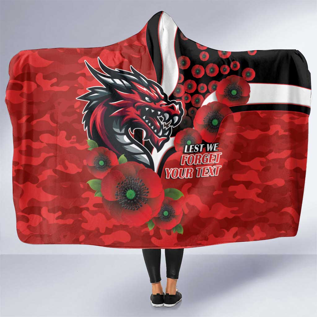 St George Illawarra Dragons ANZAC Personalised Hooded Blanket Lest We Forget Poppy Camo