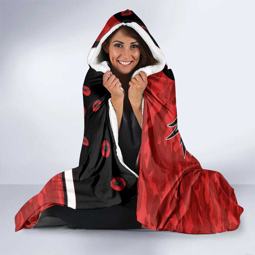 St George Illawarra Dragons ANZAC Personalised Hooded Blanket Lest We Forget Poppy Camo