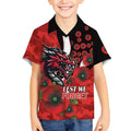 St George Illawarra Dragons ANZAC Personalised Kid Hawaiian Shirt Lest We Forget Poppy Camo